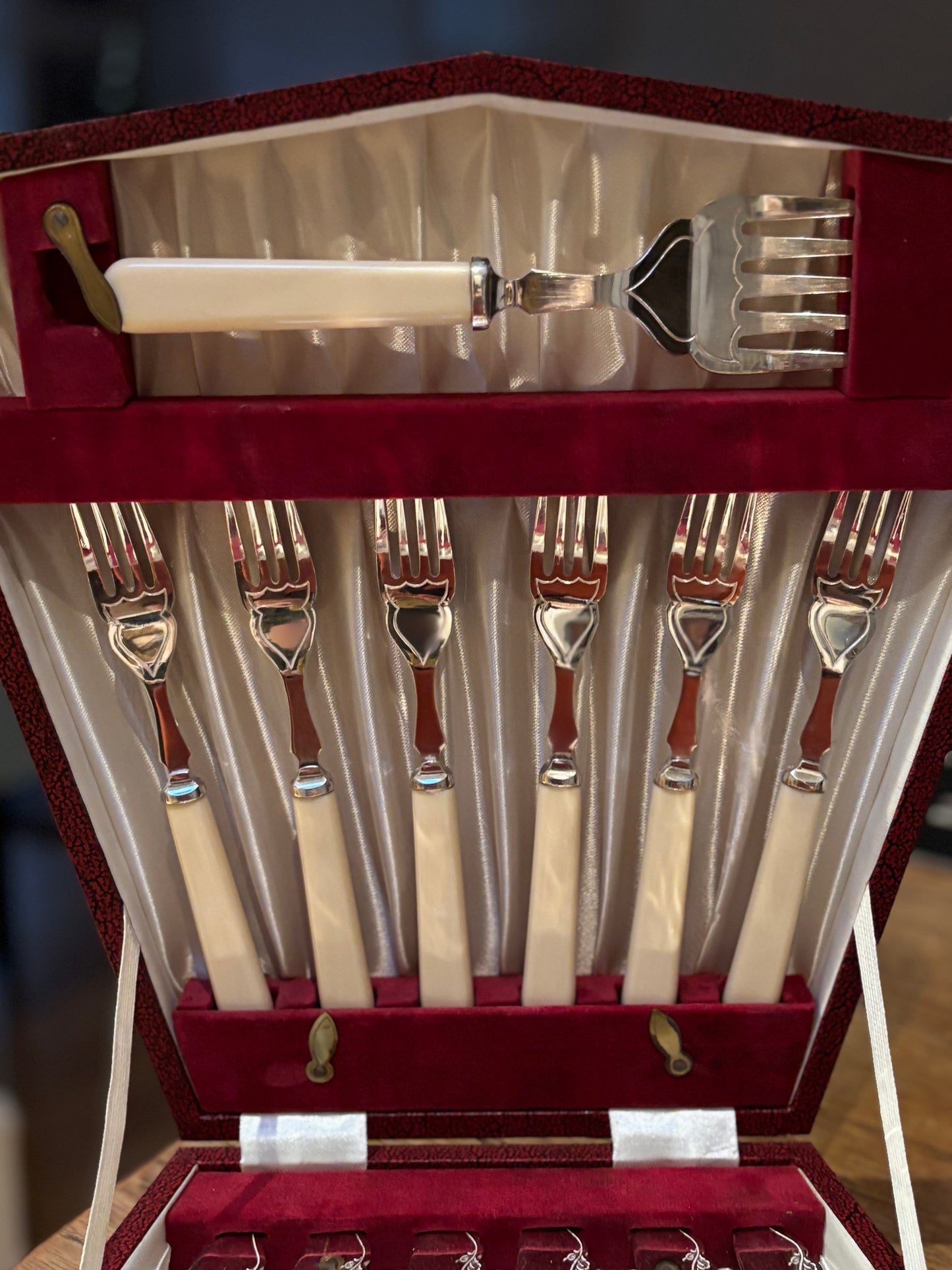 Vintage fish cutlery with serving knife and fork